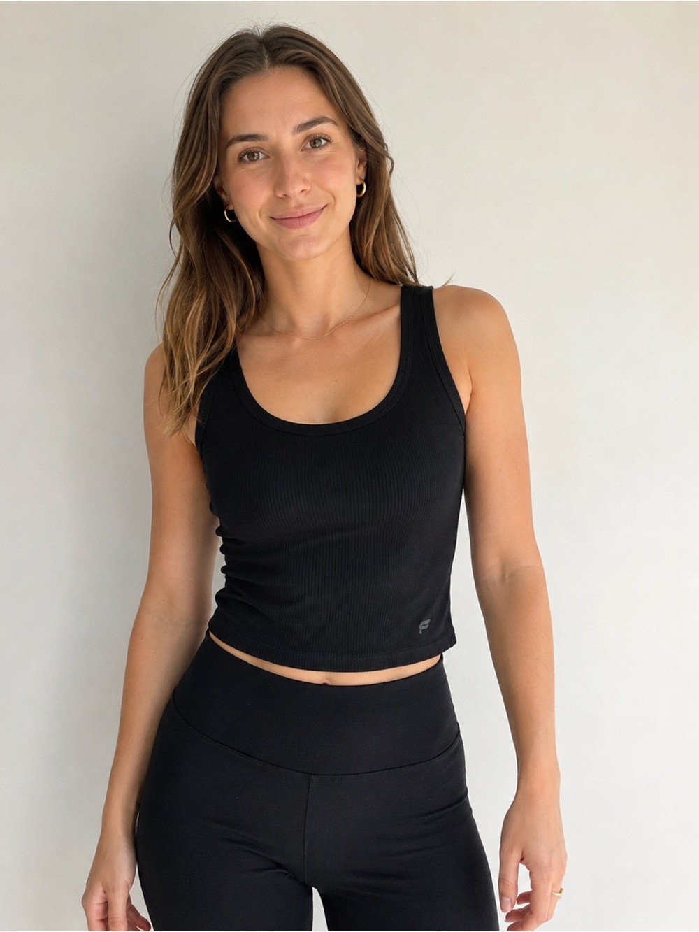 NWT Fabletics Black Ribbed Scoop Tank